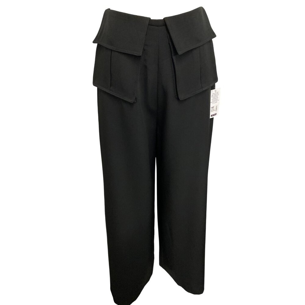 Glam Womens Black Wide-Leg Pants With Pocket Detail Size M
